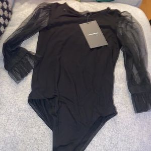 Marcella bodysuit with mesh sleeves